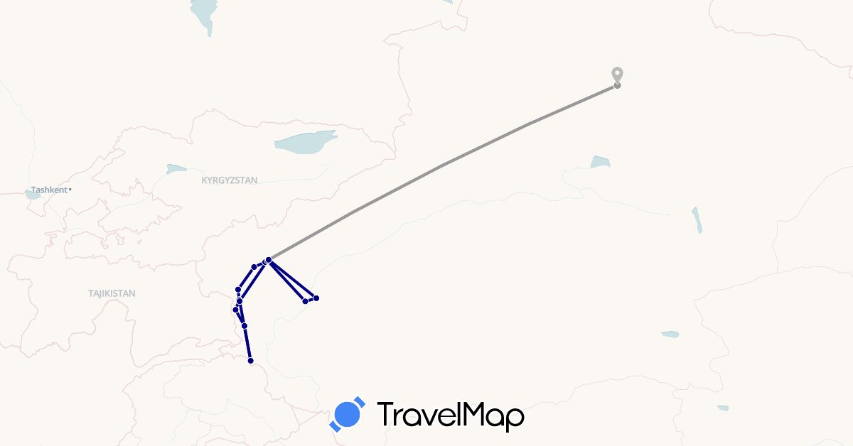 TravelMap itinerary: driving, plane in China (Asia)
